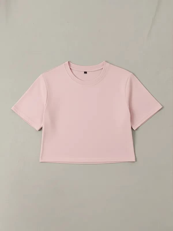 Baby Pink Crop Top (half Sleeves)