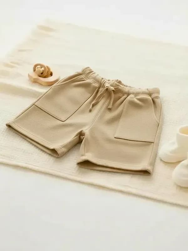 Toddler Light Beige French Terry Half Pant