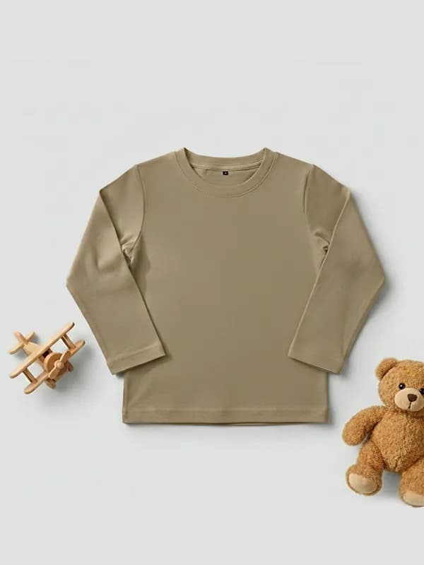 Toddler Deep Beige Single Jersey Full sleeve T-shirt  