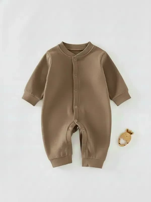 Kids Deep Beige Single Jersey Full Romper