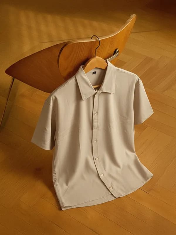 Medium Beige Standard Collar Shirt