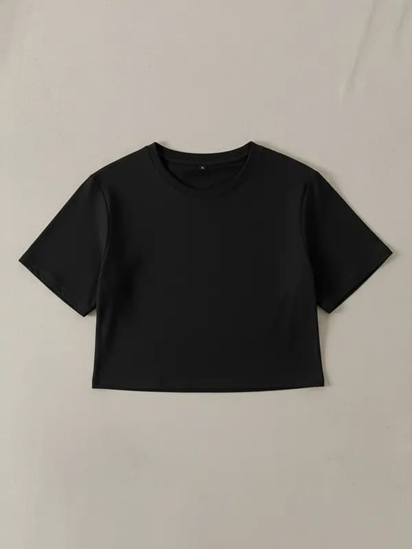 Jet Black 180 GSM Crop Top