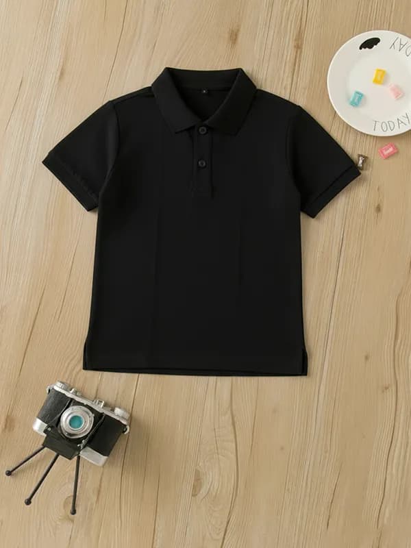 Toddler Jet Black Pique Polo T-shirt 