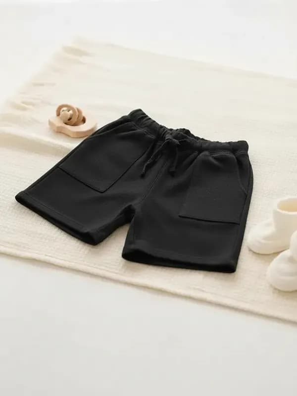 Toddler Jet Black French Terry Half Pant