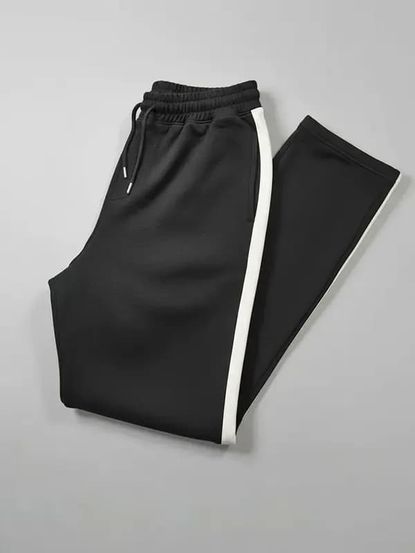 Jet Black And White Cut & Stitch French Terry Track Pant 