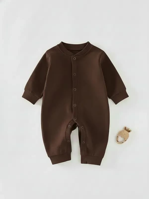 Kids Chocolate Brown Single Jersey Full Romper