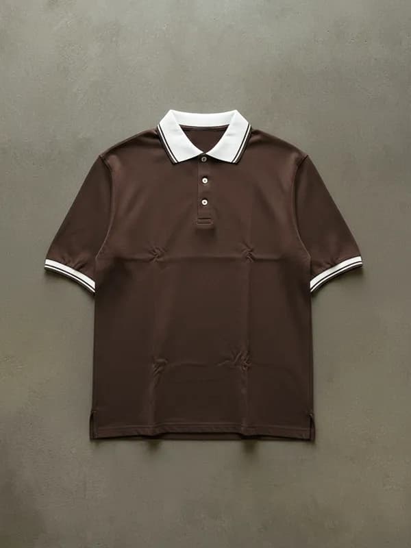 Brown Oversized Custom Collar Polo