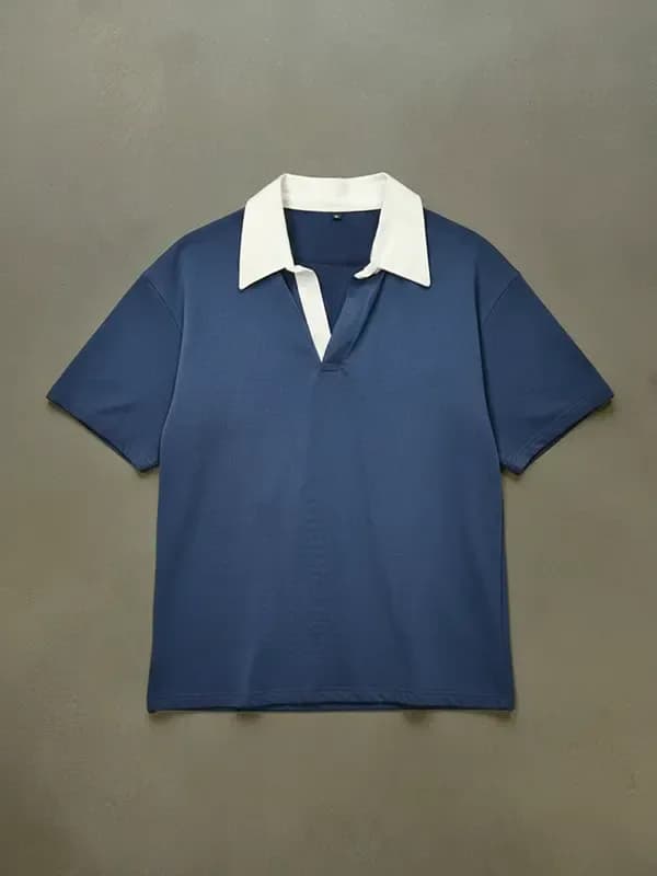 Dark Blue French Terry Polo T-shirt 