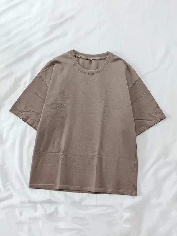 Chocolate Brown Acid Wash Single Jersey Oversized T-shirts