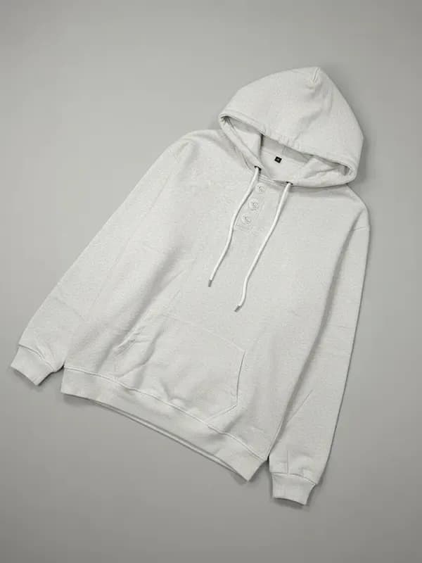 Melange White Cut And Stitch Sans Carbon Fleece Hoodie