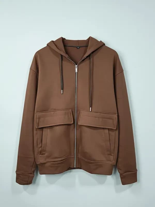 Chocolate Brown Cut and Stitch Sans Carbon Fleece Hoodie
