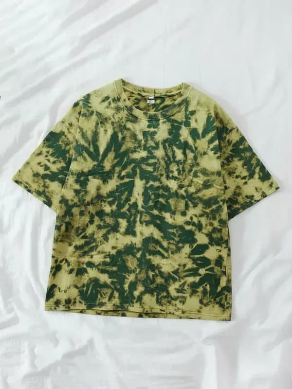 Forest Green Tie & Dye French terry Oversized T-shirt