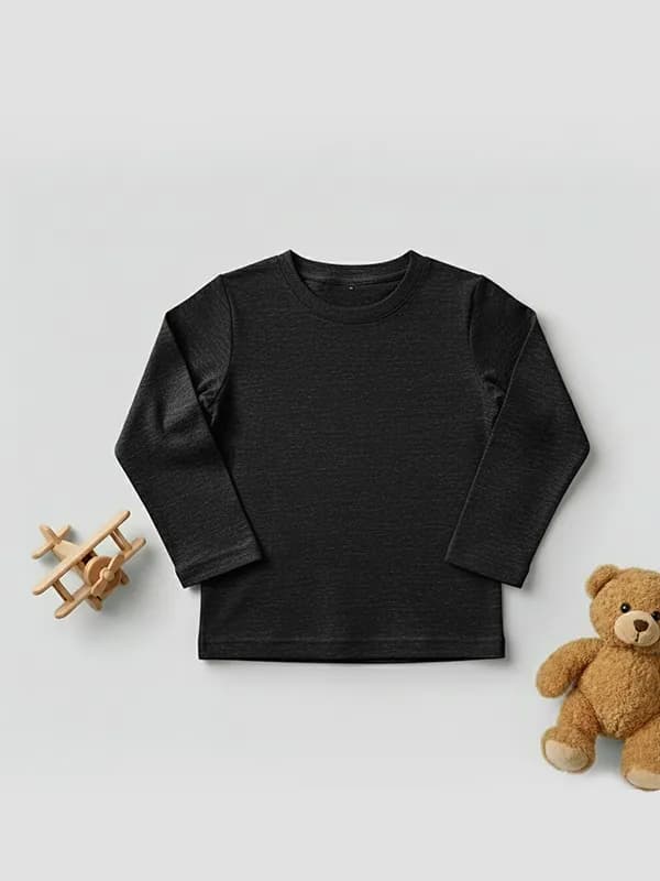 Toddler Melange Black Single Jersey Full sleeve T-shirt  