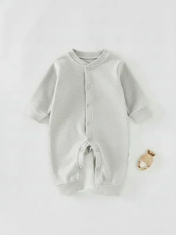 Kids Melange White Single Jersey Full Romper