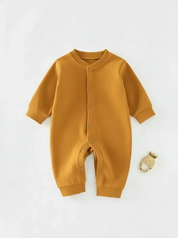 Kids Mustard Yellow Single Jersey Full Romper