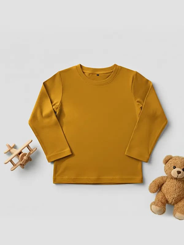 Toddler Mustard Yellow Single Jersey Full sleeve T-shirt 