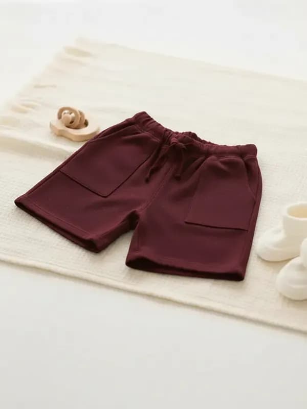 Toddler Bright Maroon French Terry Half Pant