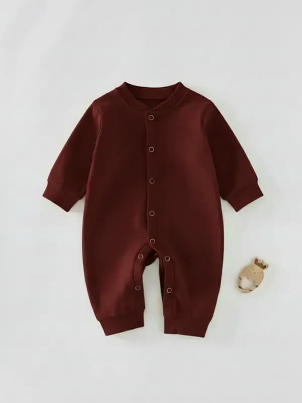 Kids La Maroon Single Jersey Full Romper