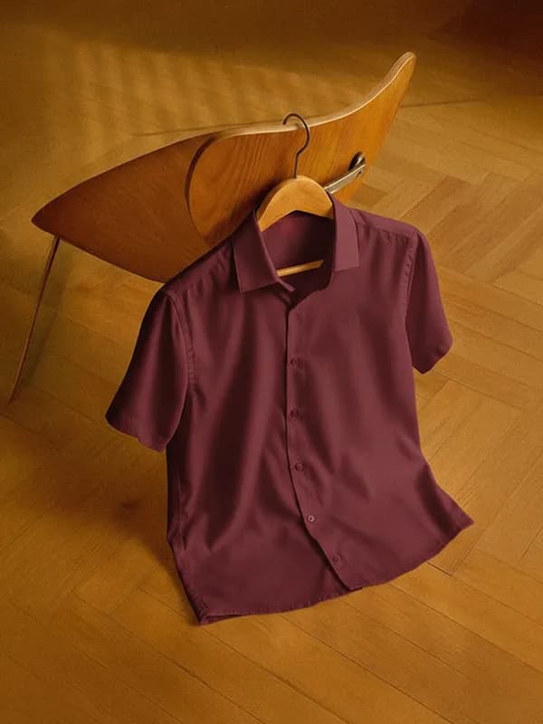 La Maroon Standard Collar Shirt