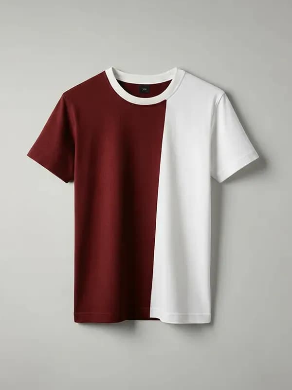 Kids Maroon And White Cut And Stitch T-shirt