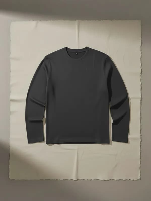 Melange Black Full Sleeve T-shirts