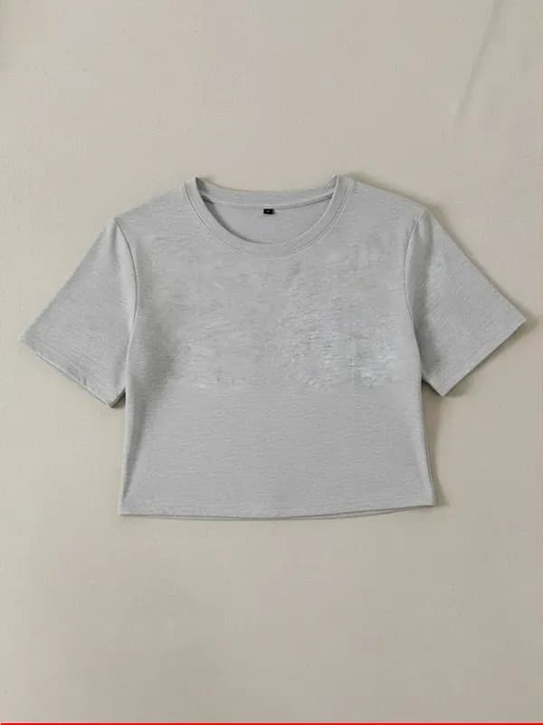 Melange Grey 180 GSM Crop Top