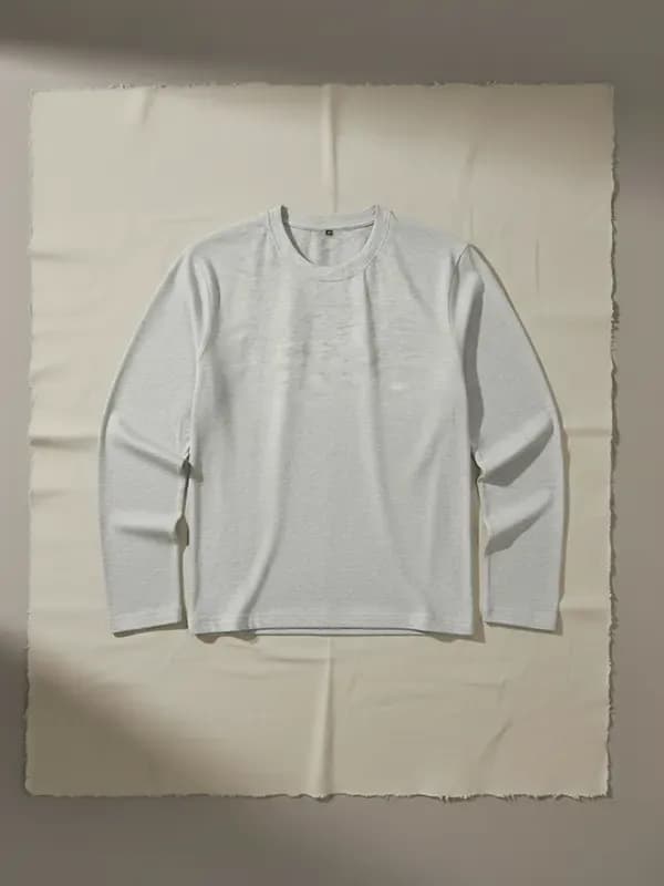 Melange White Full Sleeve T-shirts