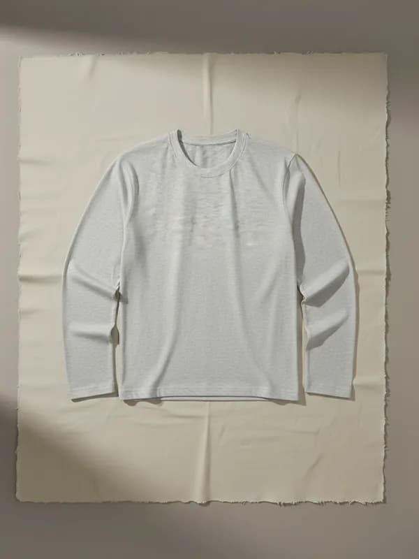 Melange White Full Sleeve T-shirts