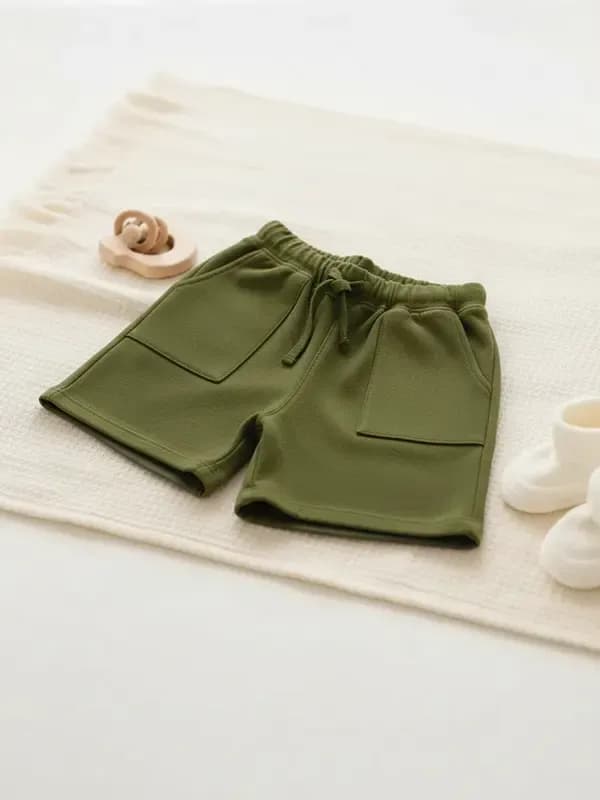 Toddler Moss Green French Terry Half Pant
