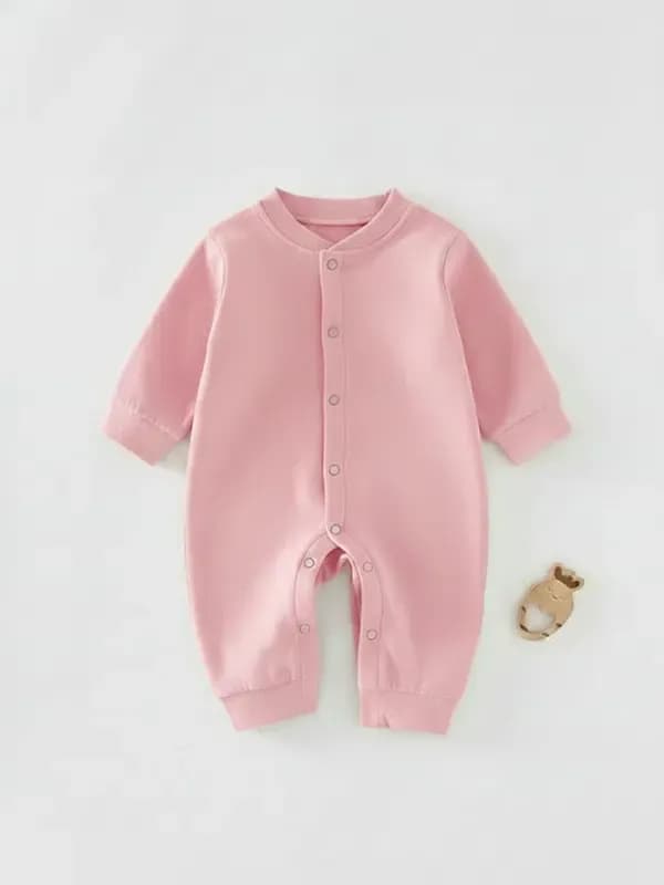 Kids Baby Pink Single Jersey Full Romper