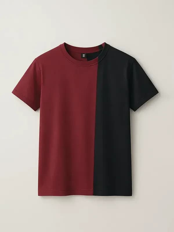 Toddler Maroon And Black Cut And Stitch T-shirt 