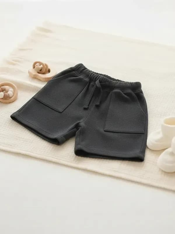Toddler Steel Grey French Terry Half Pant