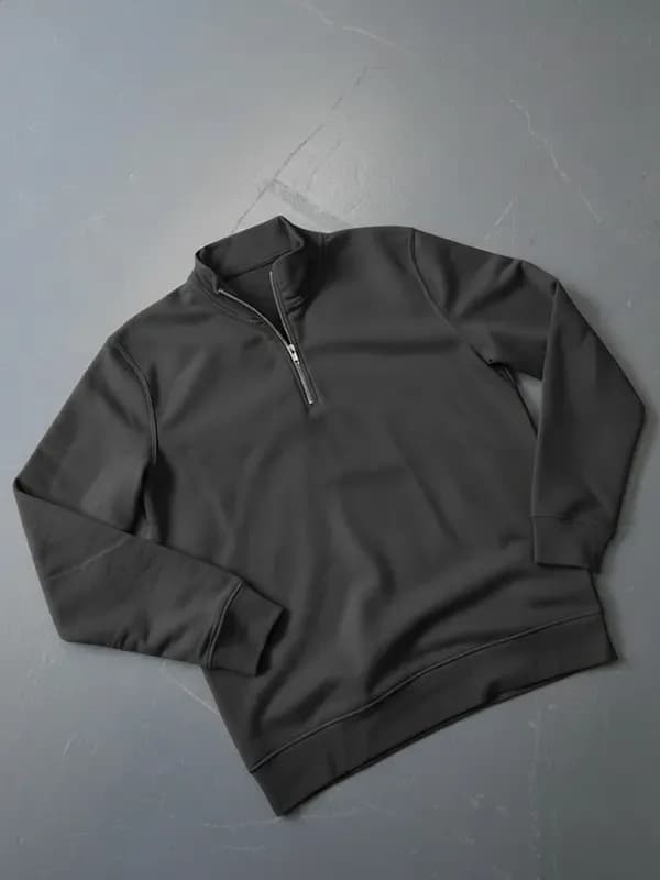 Steel Grey Quarter-Zipper Jacket