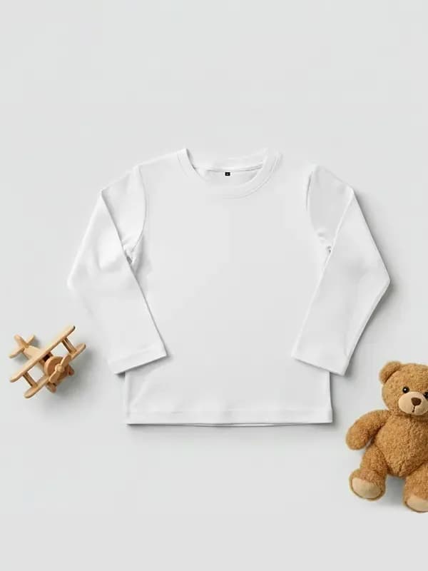 Toddler White Single Jersey Full sleeve T-shirt  