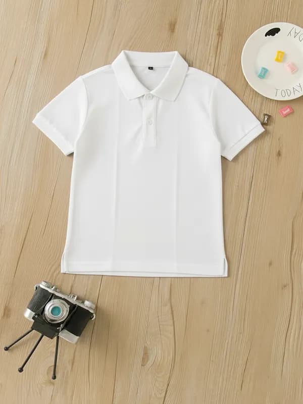Toddler White Pique Polo T-shirt 