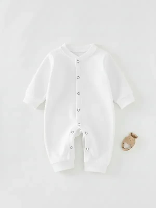 Kids White Single Jersey Full Romper