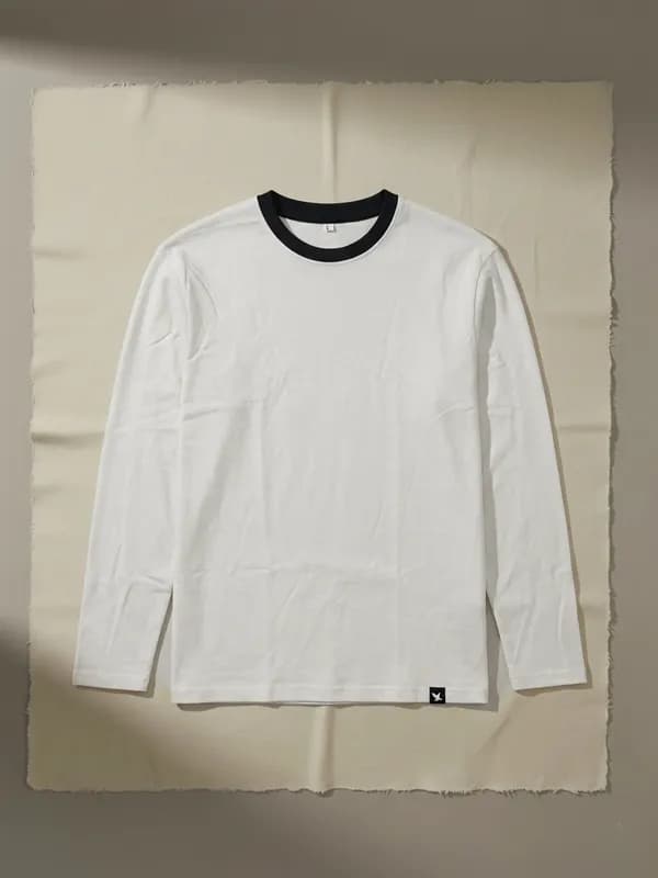 White Full Sleeves Custom Rib T-shirt