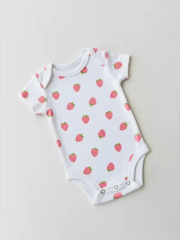 Kids White & Red Screen Printed Romper