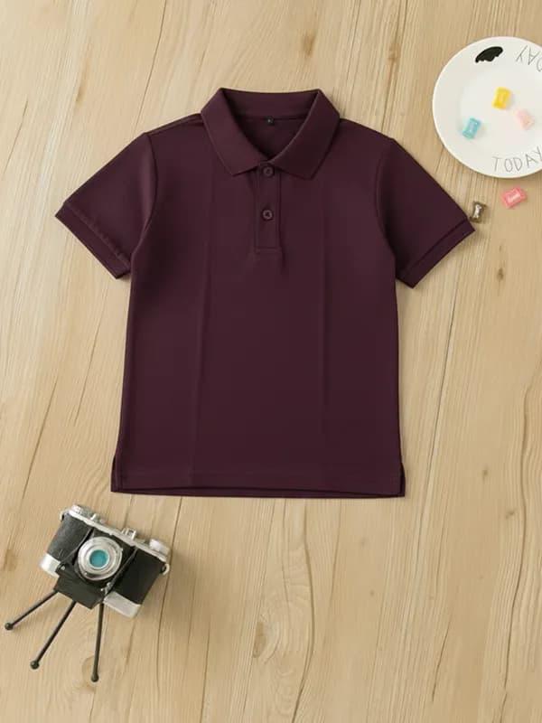 Toddler Wine Purple Pique Polo T-shirt 