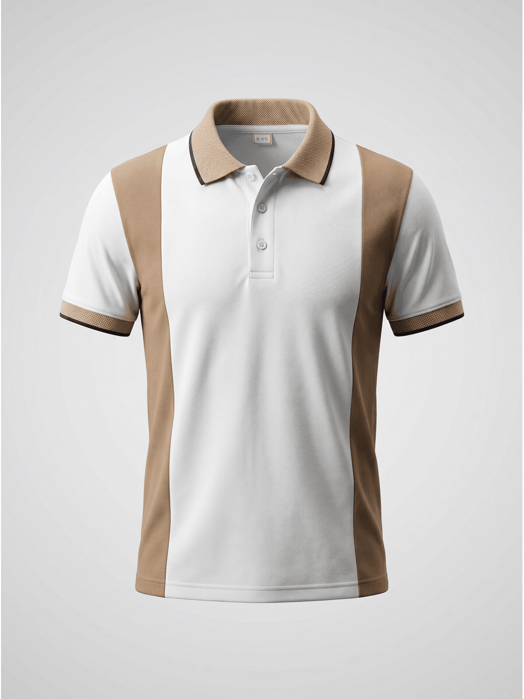 Beige & White Block Polo