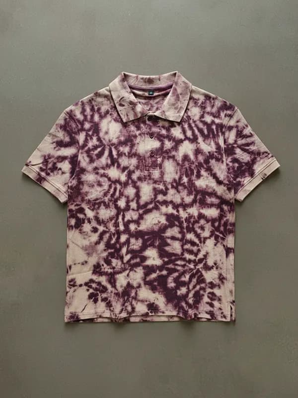 Wine Purple Tie & Dye Pique Polo T-shirt Wine Purple Tie & Dye Pique Polo T-shirt