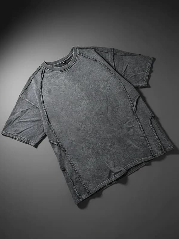 Off White And Grey Cut And Stitch Acid Wash Oversized T-shirt Off White And Grey Cut And Stitch Acid Wash Oversized T-shirt