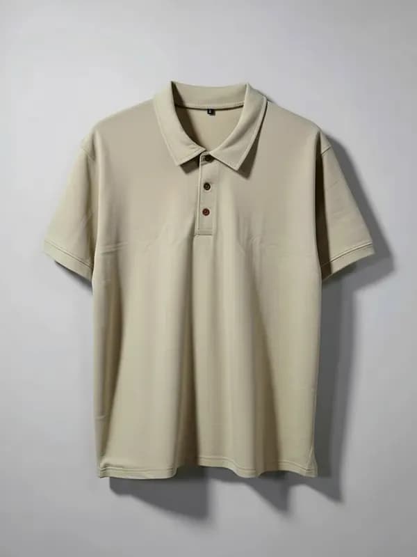 Cement Grey French Terry Polo T-shirt Cement Grey French Terry Polo T-shirt