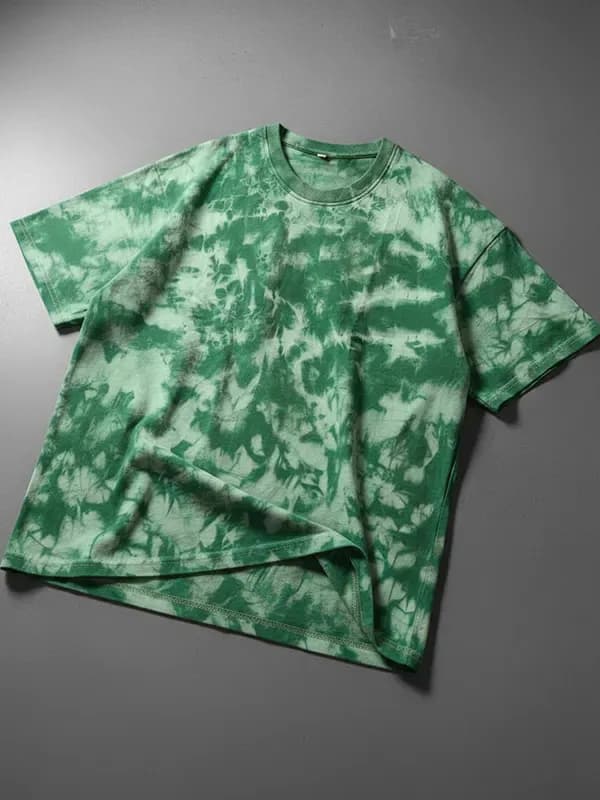 Green Cut And Stitch Tie & Dye French Terry Oversized T-shirt Green Cut And Stitch Tie & Dye French Terry Oversized T-shirt