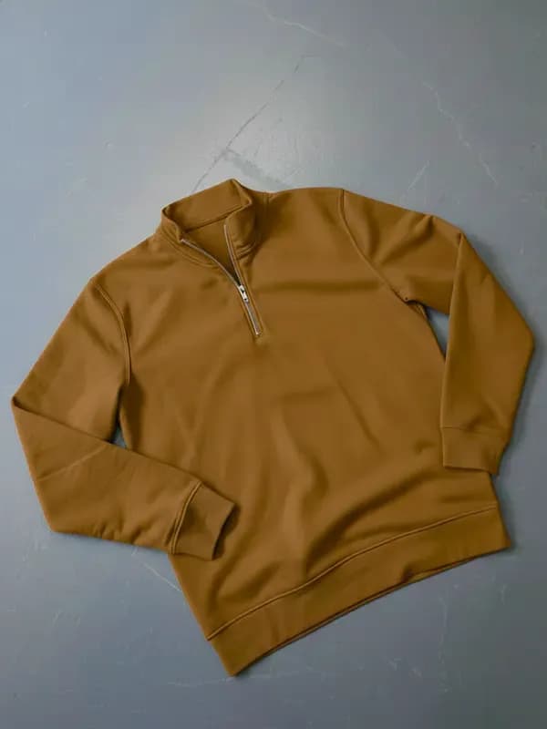 Snuff Brown Quarter-Zipper Jacket Snuff Brown Quarter-Zipper Jacket